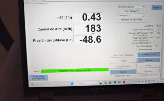 Resultados óptimos de la prueba Blower Door
